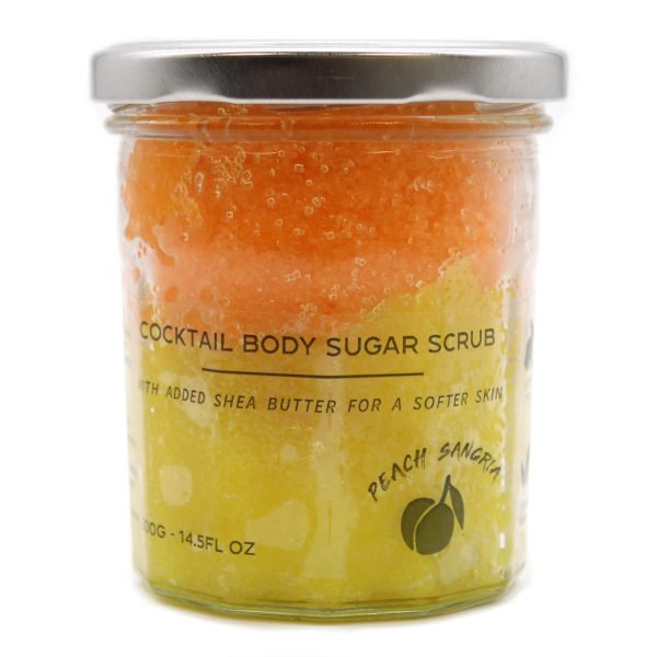 Sugar Body Scrub - Peach Sangria 300g „Peach Sangria“ cukrinis kūno šveitiklis – palepinkite savo odą