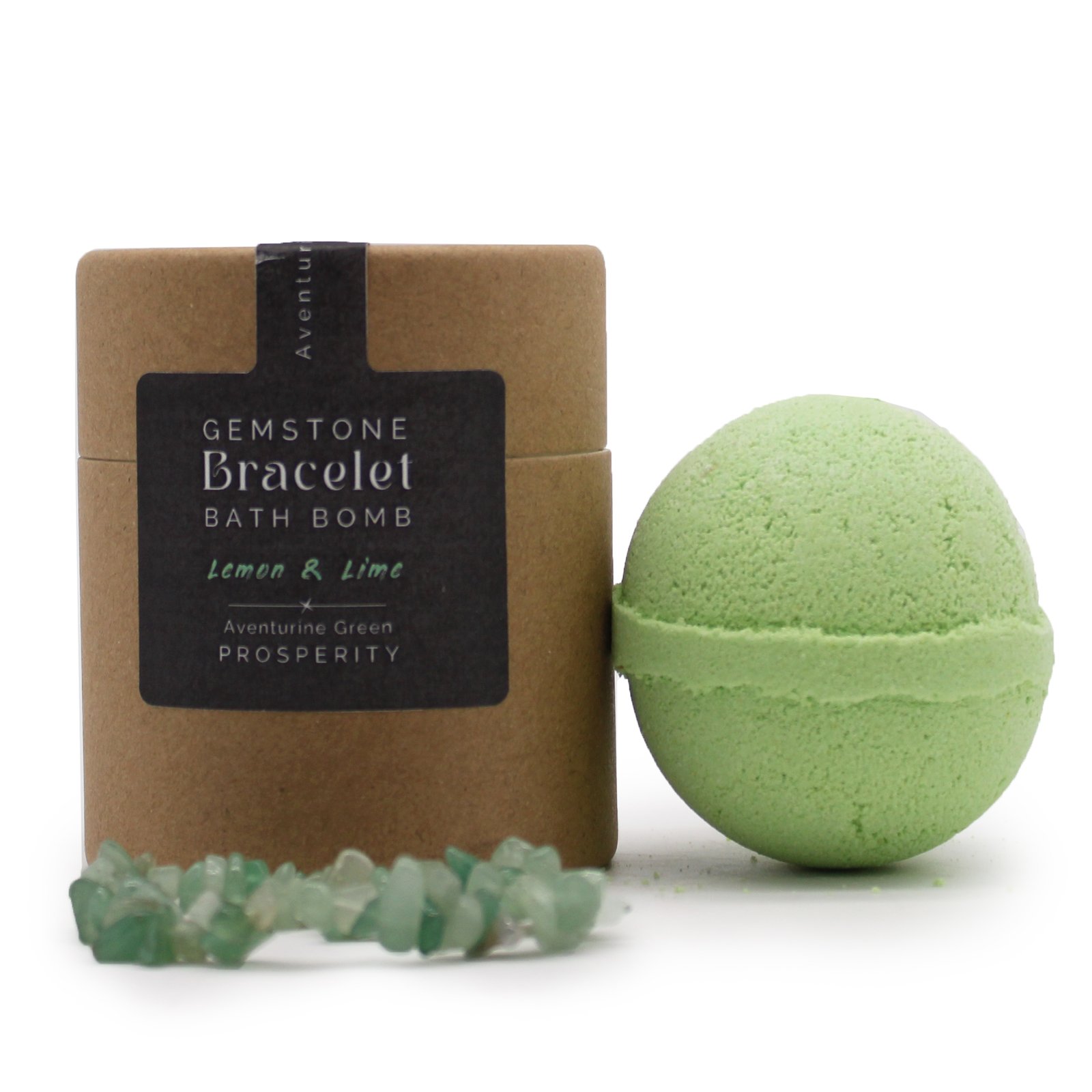 220000 Green Aventurine Gem Bracelet Bath Bomb Žaliojo aventurino akmens apyrankės vonios burbulas – Citrina ir Laimas su jūros druska - Image 1