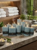 Palmių vaško žvakė – Žydra - Image 3